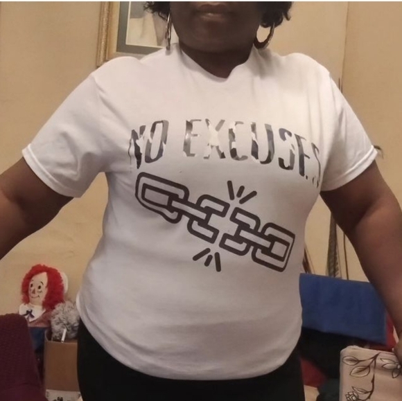 Tops - NO Excuses graphic white or black T-shirt sizes S, M, L